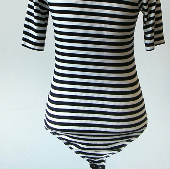 Black Striped Button Body Suit - Picture 4 of 4